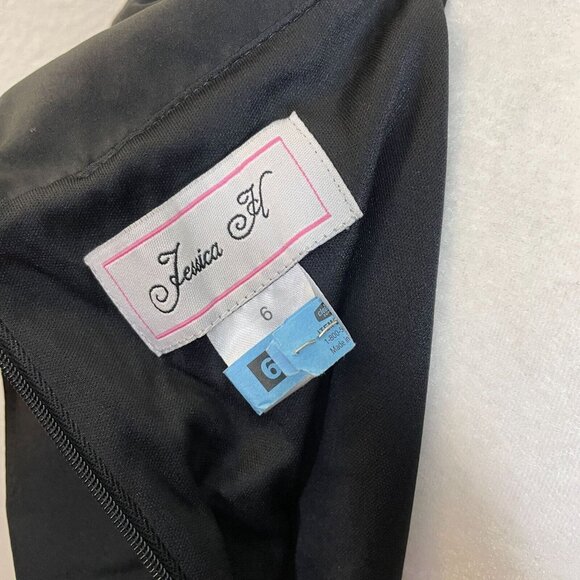 Jessica Howard Jersey Taffeta Dress Size 6 Portrait Collar Ruched A Line Midi - Picture 9 of 10